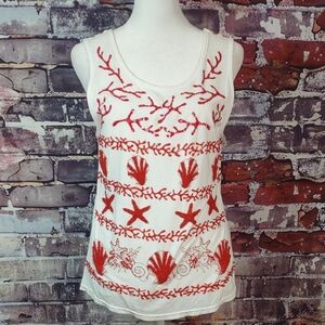 Haven Bleu Embellished Coral Print Tank Top